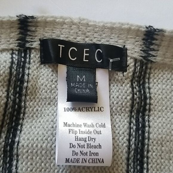 TCEC Long Sweater Vest, Grey/Blue Stripe, M, NWOT - Picture 6 of 6